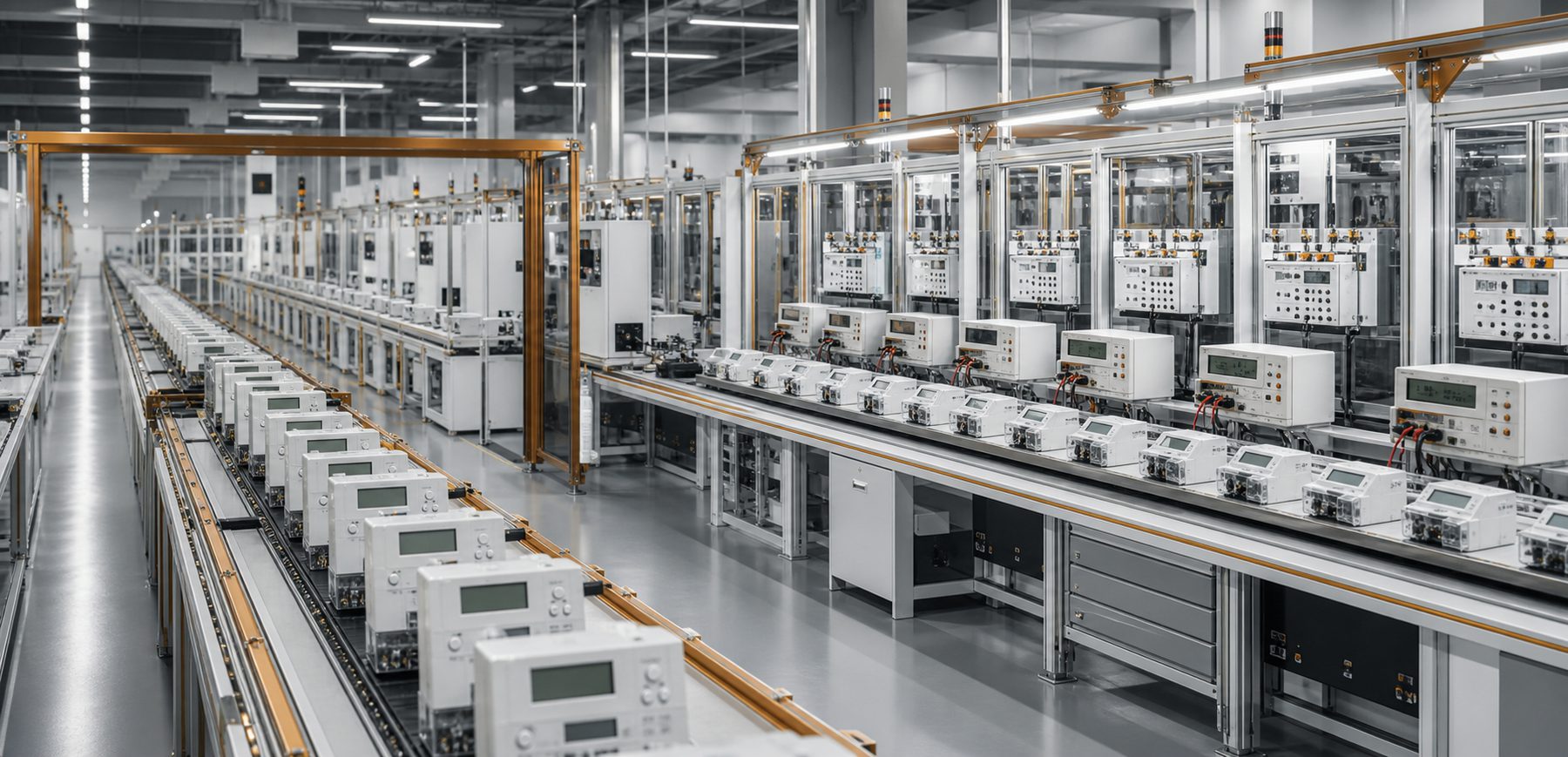 Smart-meter production and calibration line