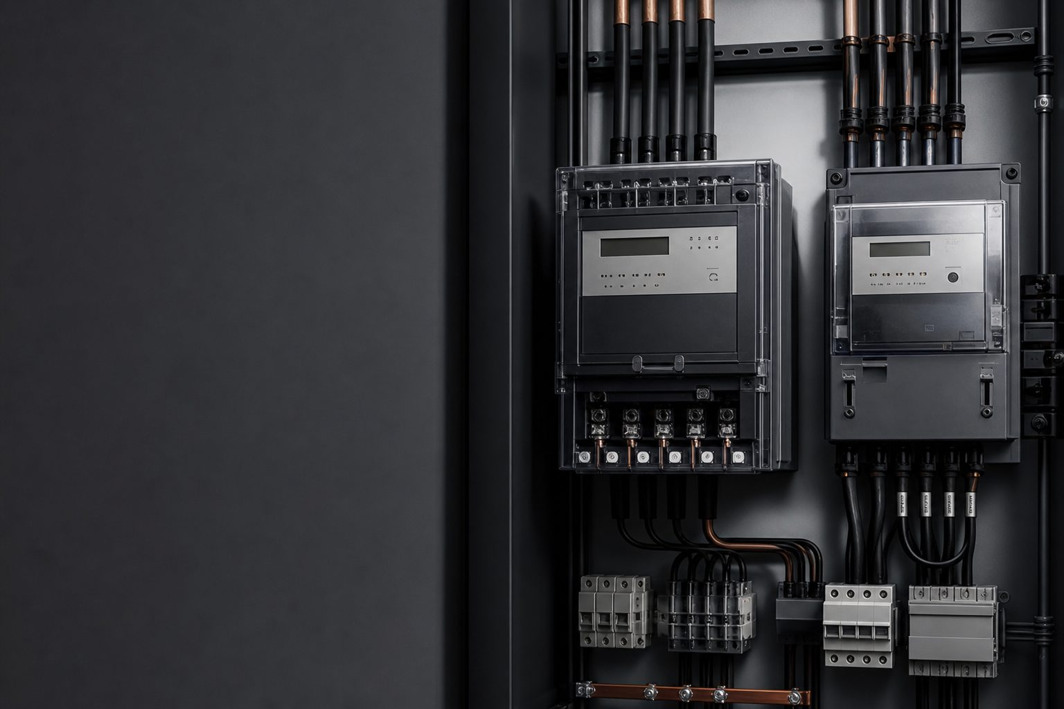 Smart meters installed in a distribution control panel